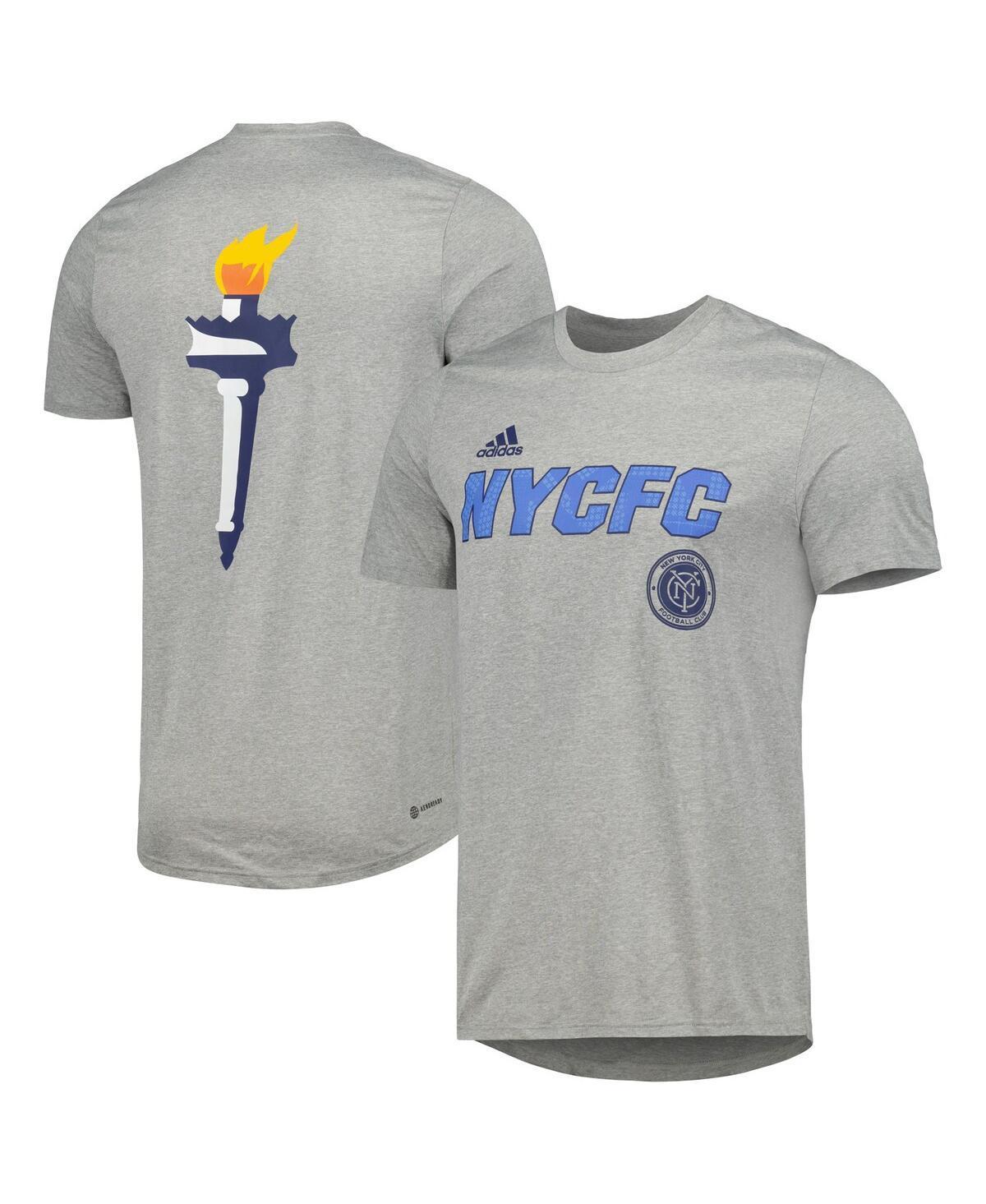 Mens adidas Heather Gray New York City Fc Team Jersey Hook Aeroready T-shirt Product Image