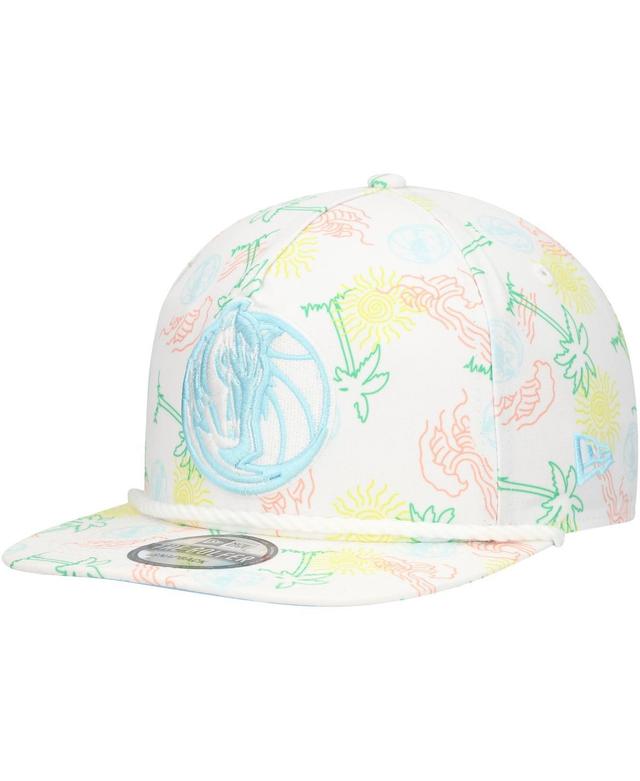 New Era Mens White Dallas Mavericks Palm Trees and Waves Golfer Adjustable Hat Product Image