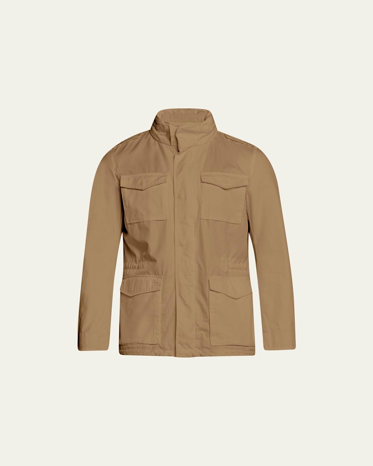 Mens Cotton Concealed-Zip Safari Jacket Product Image