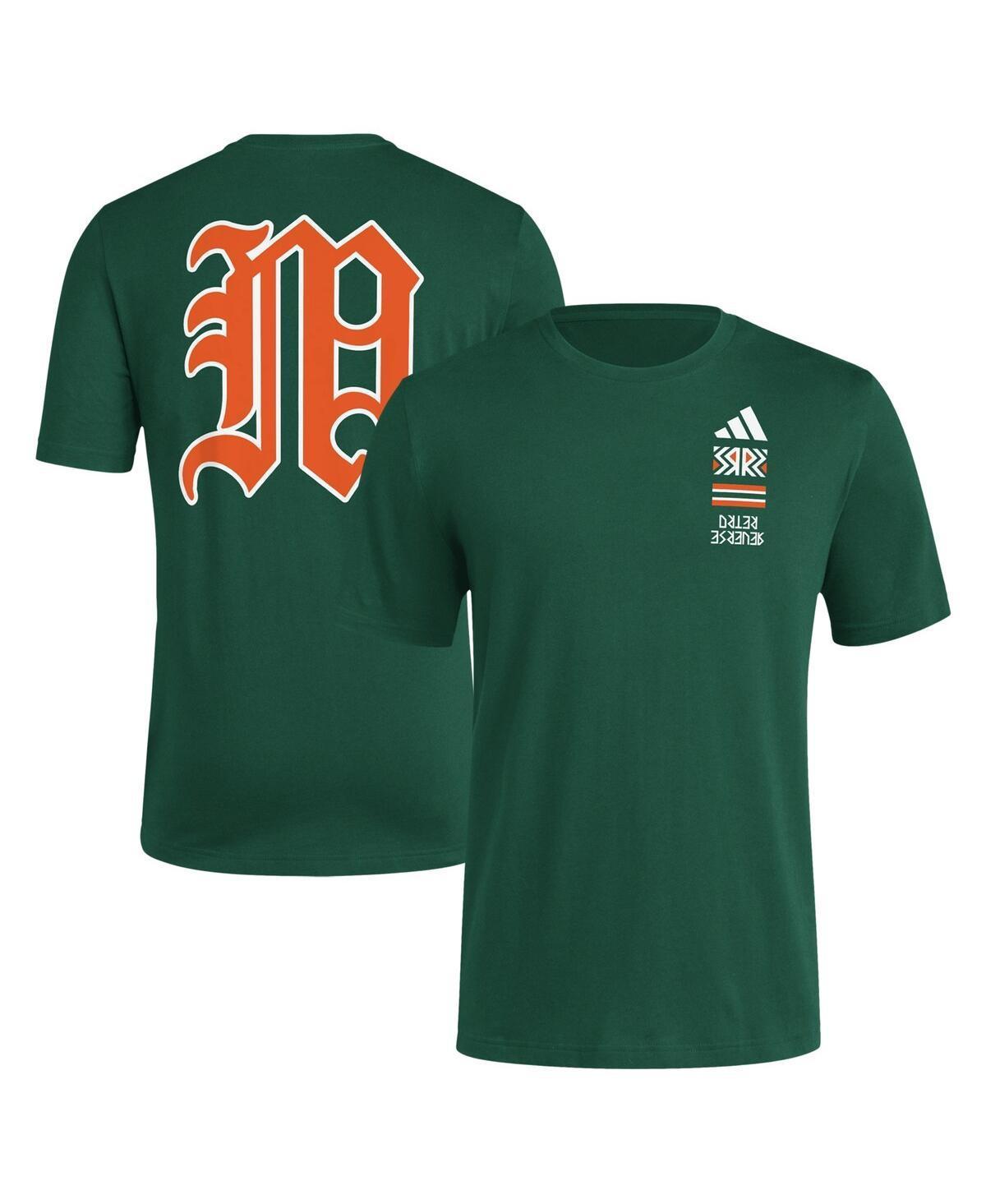 Mens adidas Miami Hurricanes Reverse Retro Baseball 2 Hit T-Shirt Product Image