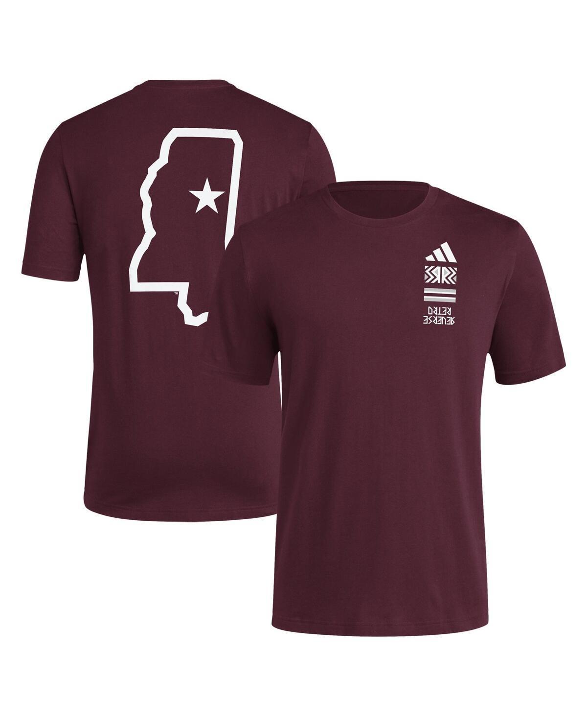 Mens adidas Maroon Distressed Mississippi State Bulldogs Reverse Retro Baseball 2 Hit T-shirt Product Image