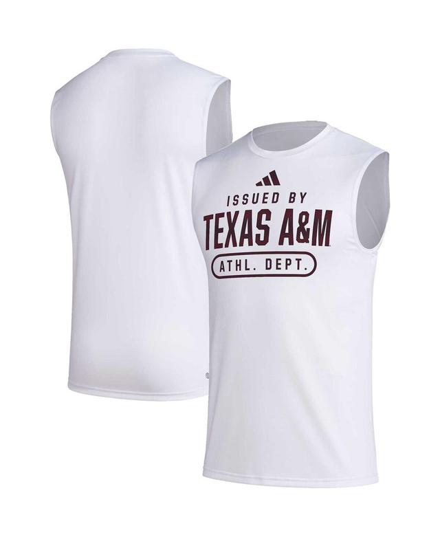 Mens adidas White Texas A&M Aggies Sideline Aeroready Pregame Tank Top Product Image