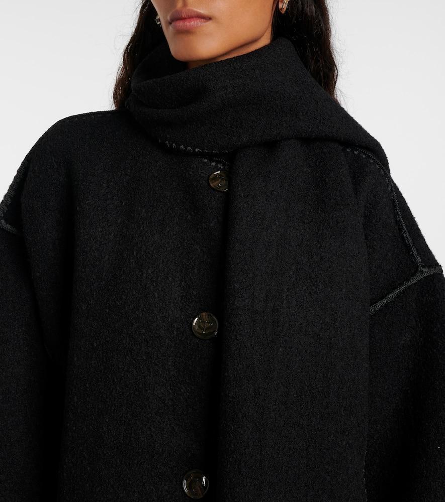 TOTÊME Embroidered Scarf Coat Black Product Image