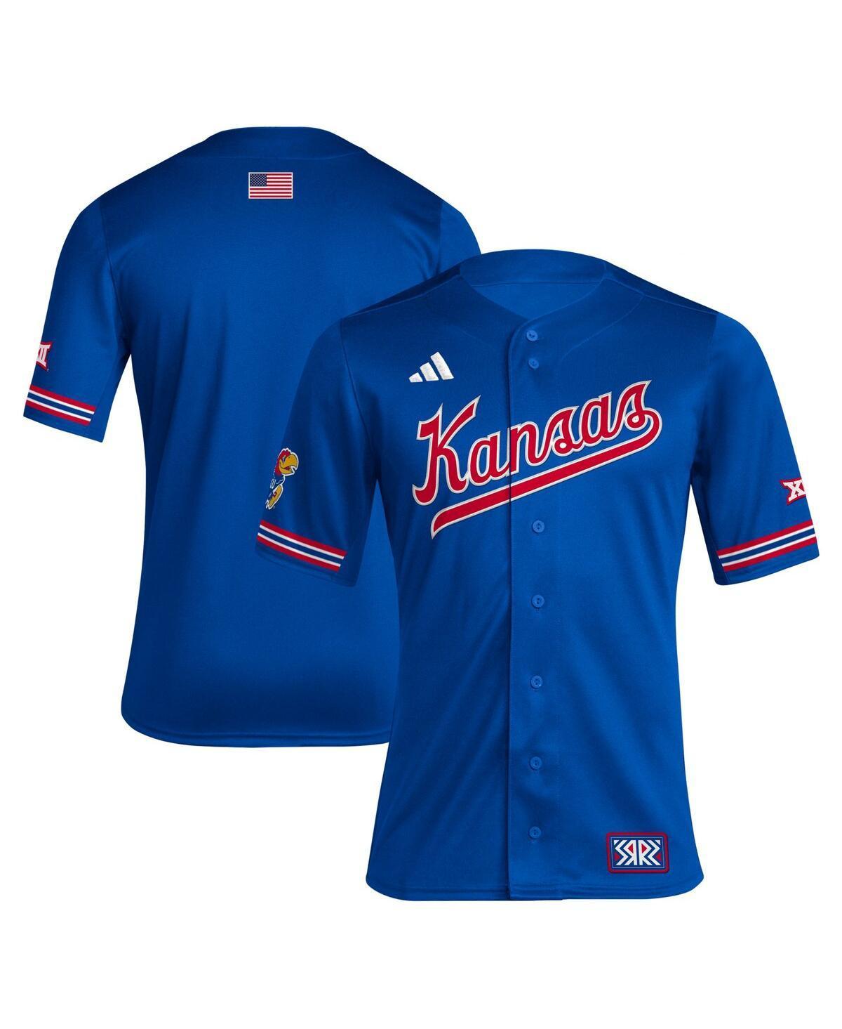 Mens adidas Royal Kansas Jayhawks Reverse Retro Replica Baseball Jersey - Royal Product Image