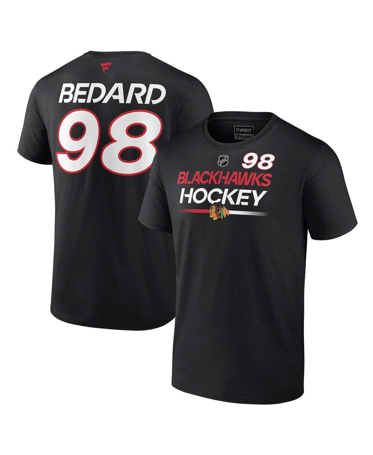 Mens Fanatics Connor Bedard Black Chicago Blackhawks Authentic Pro Prime Name and Number T-shirt Product Image