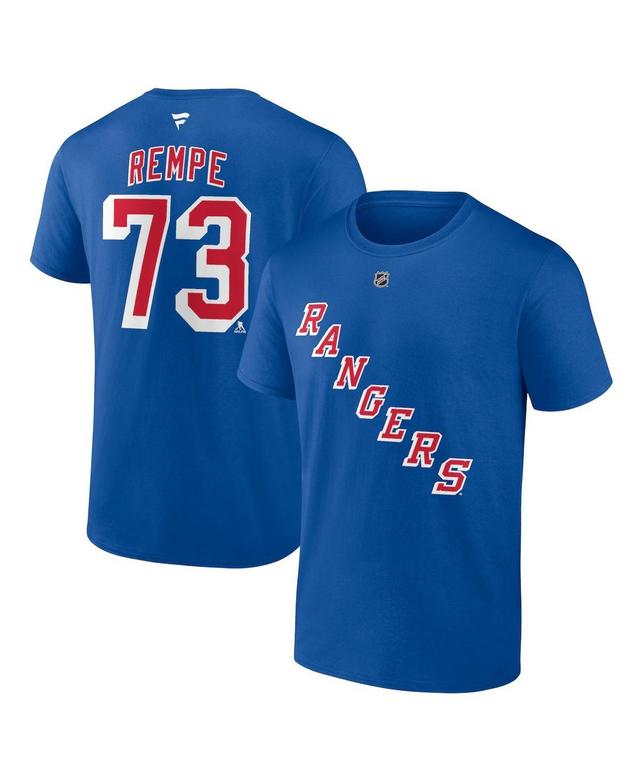 Fanatics Mens Matt Rempe Blue New York Rangers Authentic Stack Name Number T-Shirt Product Image