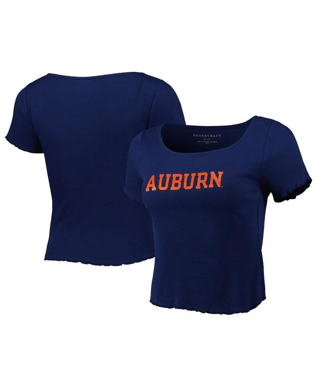 Womens Navy Auburn Tigers Baby Rib Lettuce-Edge Trim T-shirt Product Image