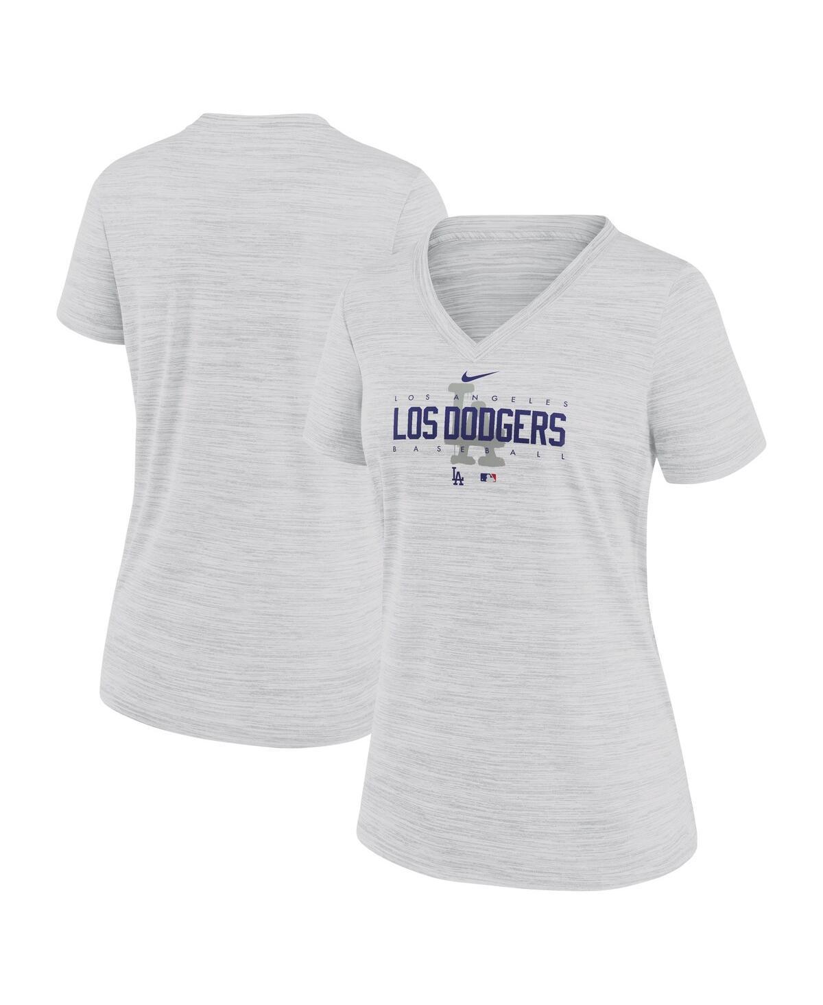 Womens Nike White Los Angeles Dodgers City Connect Velocity Practice Performance V-Neck T-shirt Product Image