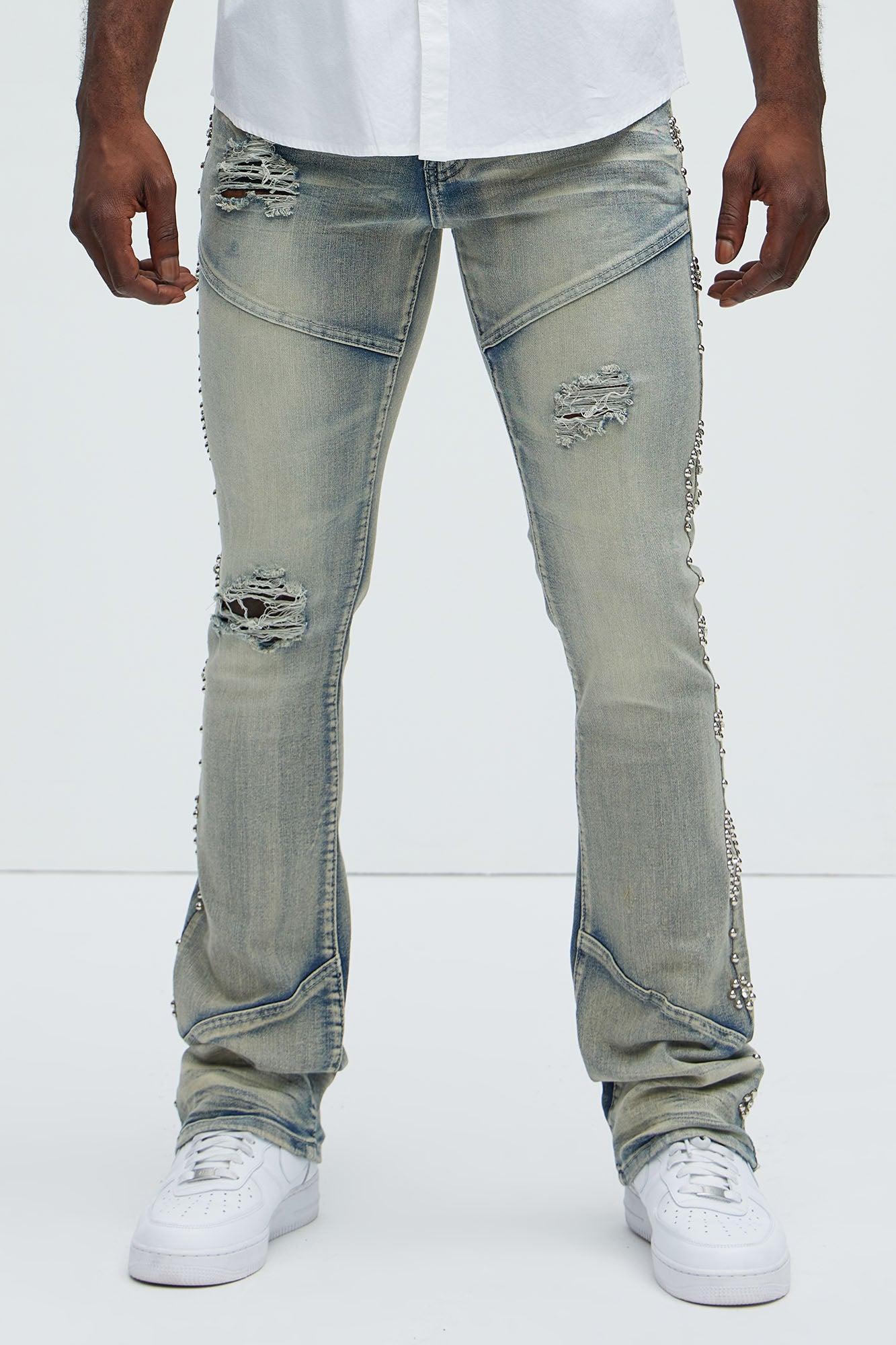 Be Along The Sides Stacked Skinny Flare Jeans - Light Wash Product Image