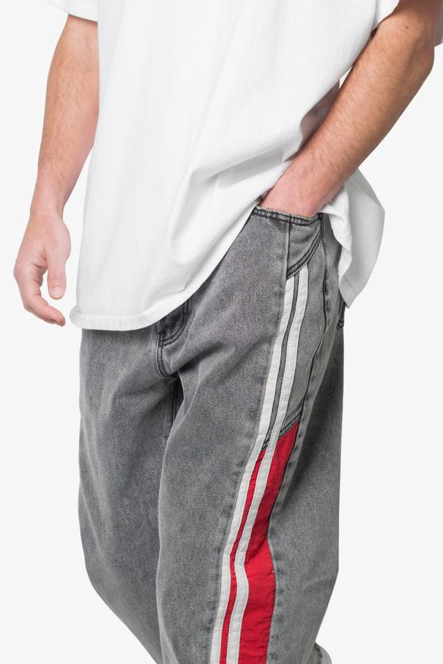 Ultra Baggy Stripe Denim - Black/Red Product Image