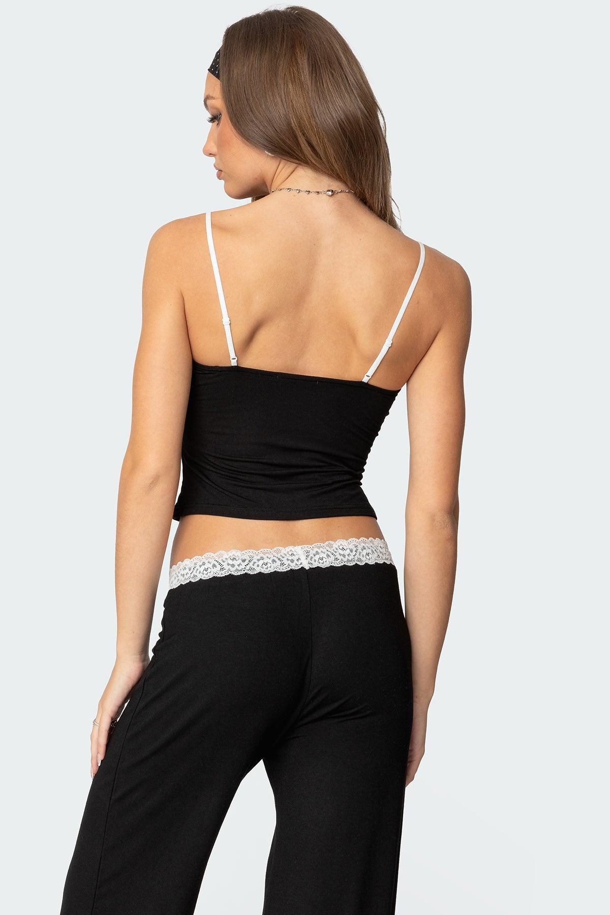 Domino Contrast Lace Trim Tank Top Product Image