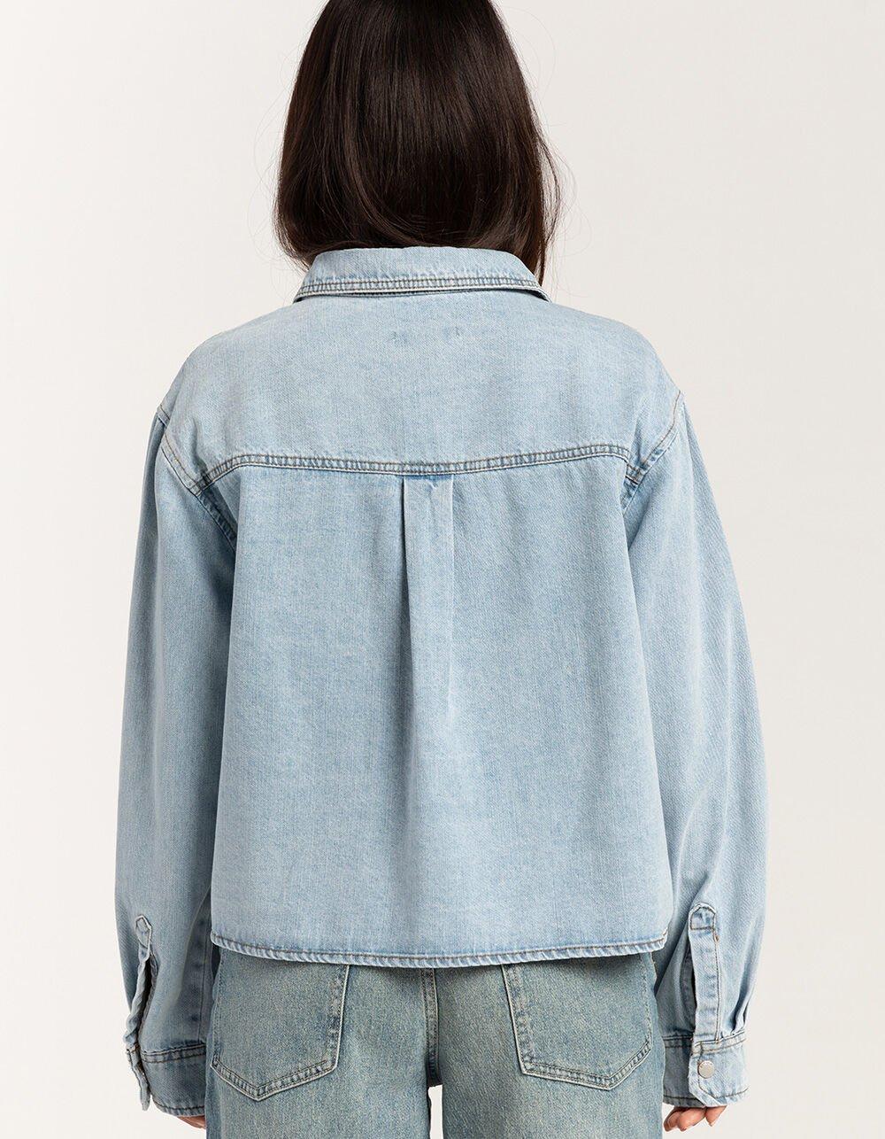 RSQ Womens Denim Crop Shirt Product Image