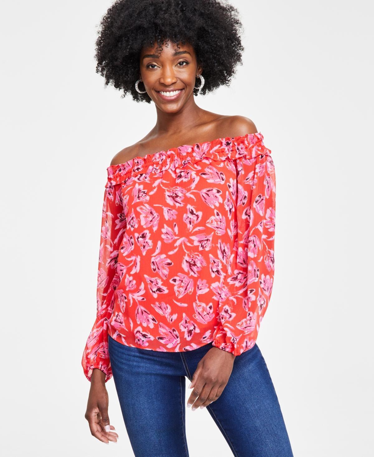 I.n.c. International Concepts Petite Off-The-Shoulder Printed Blouse, Created for Macys Product Image