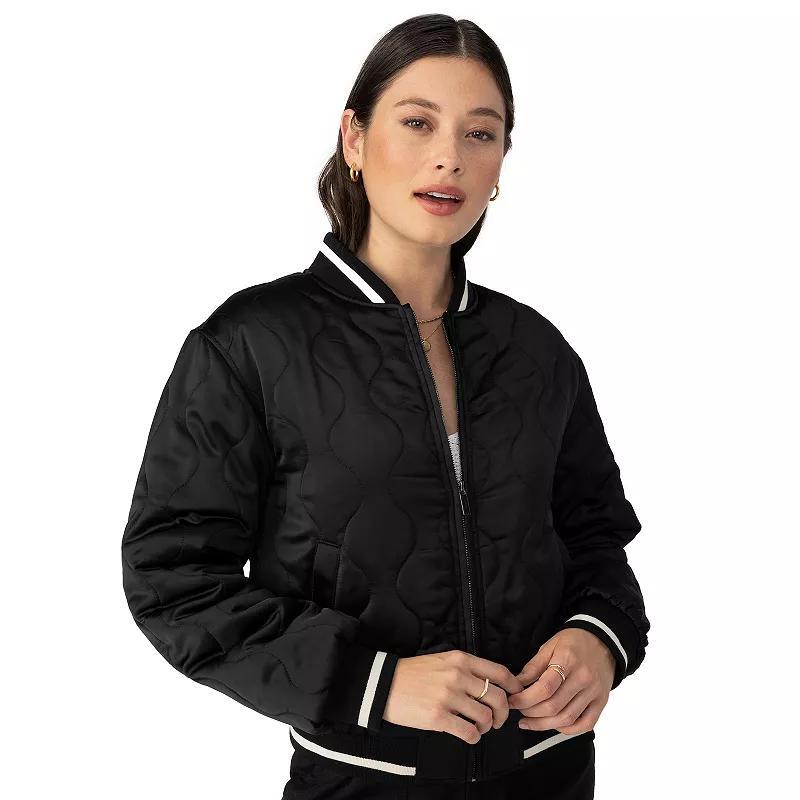 Womens Modern Supply by Sanctuary Satin Quilted Bomber Jacket Product Image