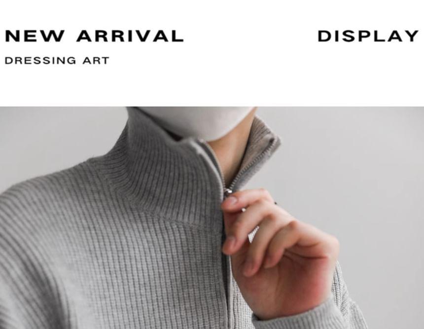 Drop Shoulder Plain Half Zip Sweater Product Image