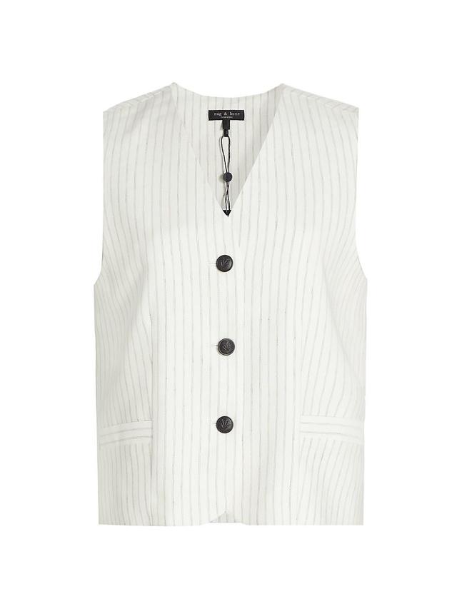 Womens Erin Pinstripe Cotton-Linen Vest Product Image