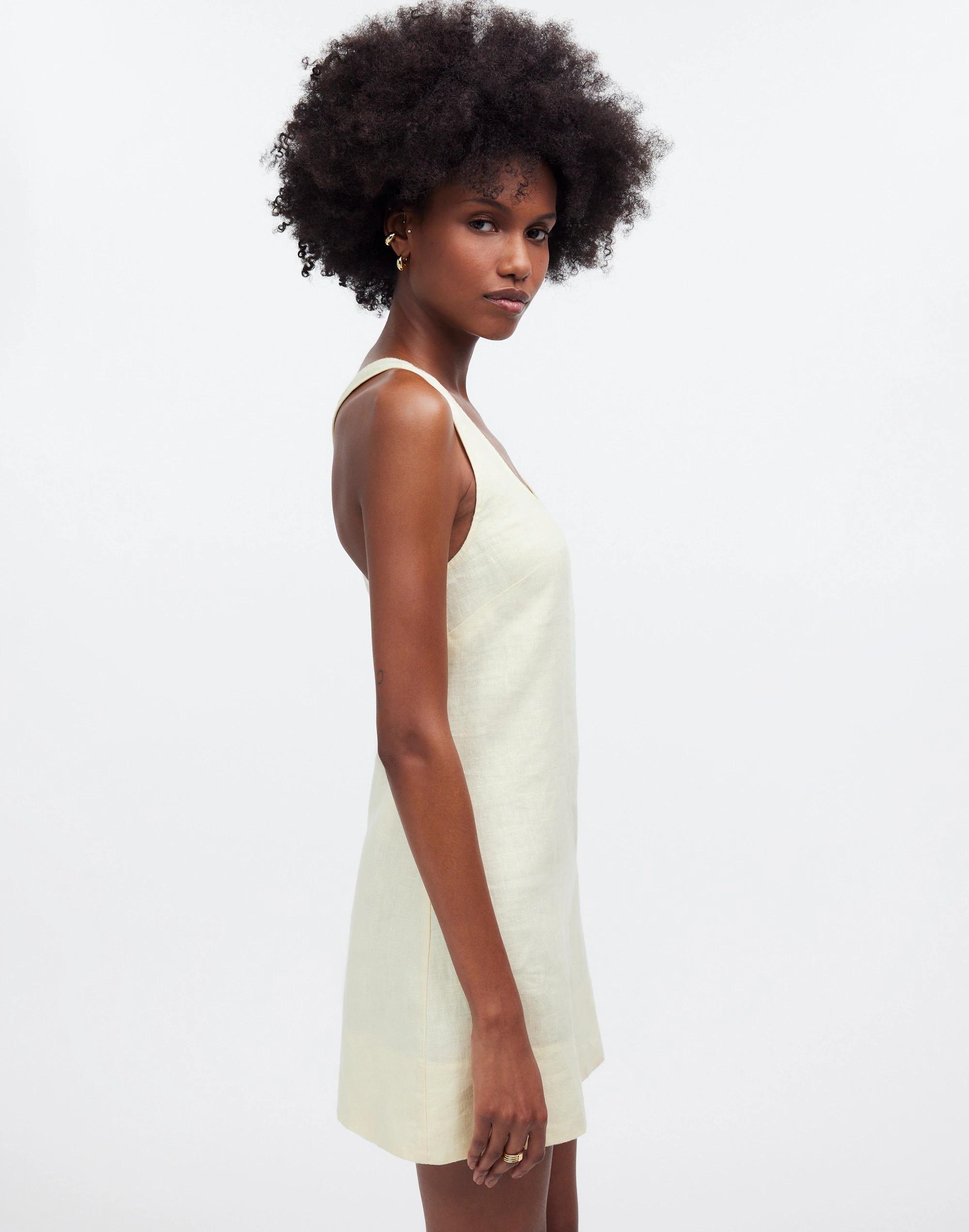 Cross-Back A-Line Mini Dress in Linen Product Image