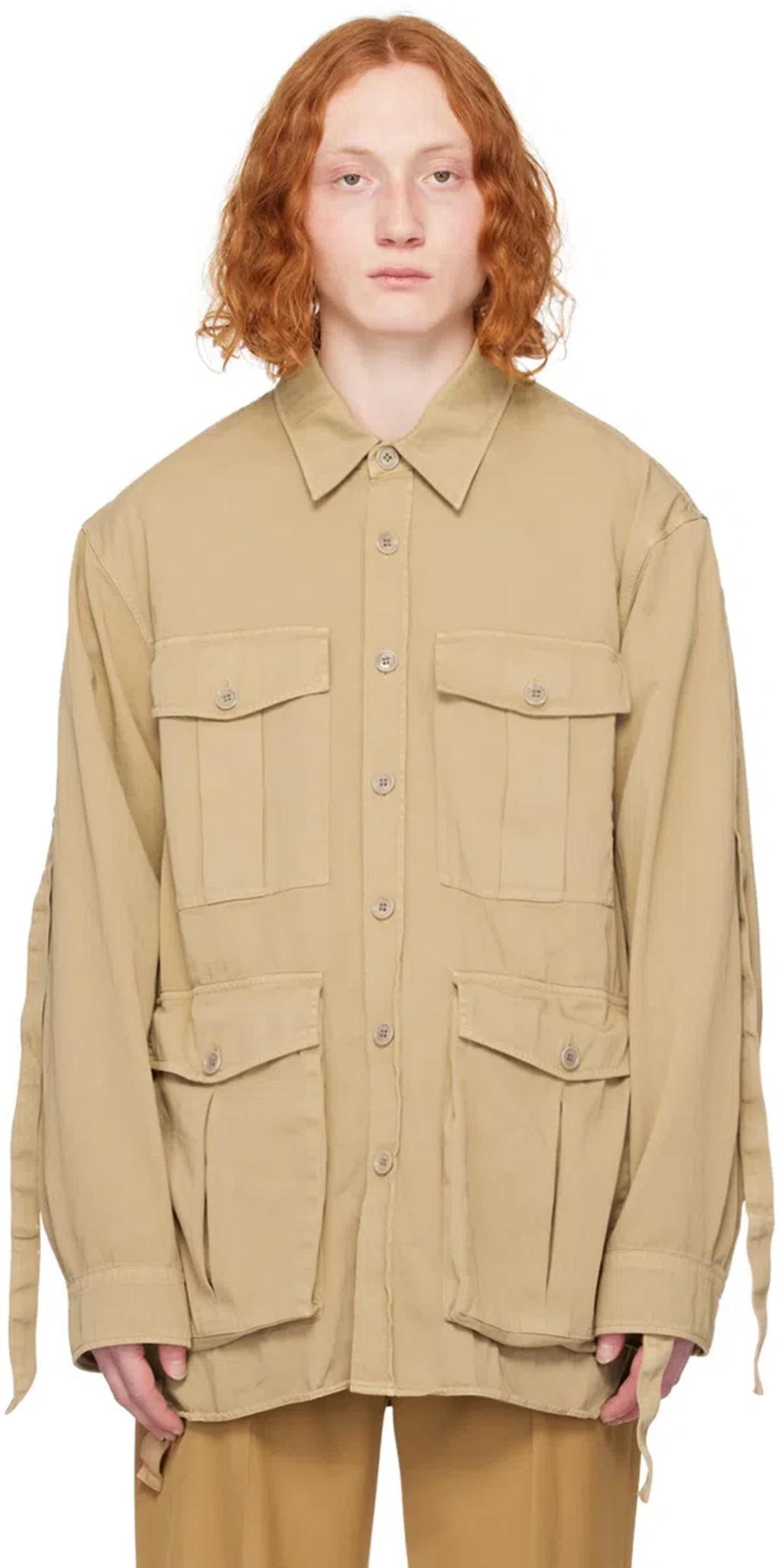 Beige Flap Pocket Shirt In 103 Beige Product Image