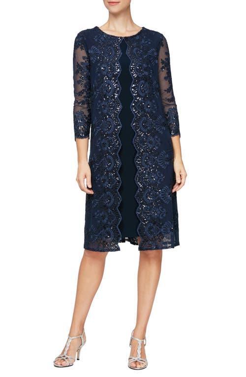 Alex Evenings Embroidered Mock Jacket Cocktail Dress Product Image