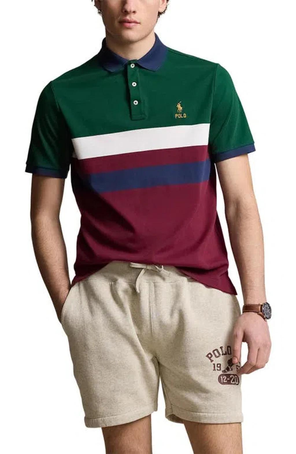 Colorblock Polo In Moss Agate Multi Product Image