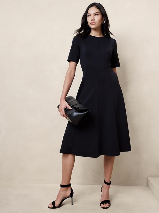 Soft Touch Scuba Seamed Midi Dress Product Image