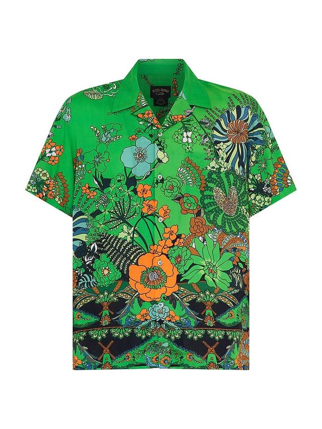 Mens Floral Silk Camp Shirt Product Image