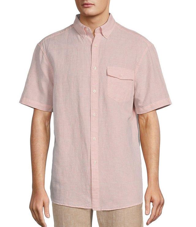 Roundtree & Yorke Short Sleeve Solid Linen Blend Sport Shirt Product Image