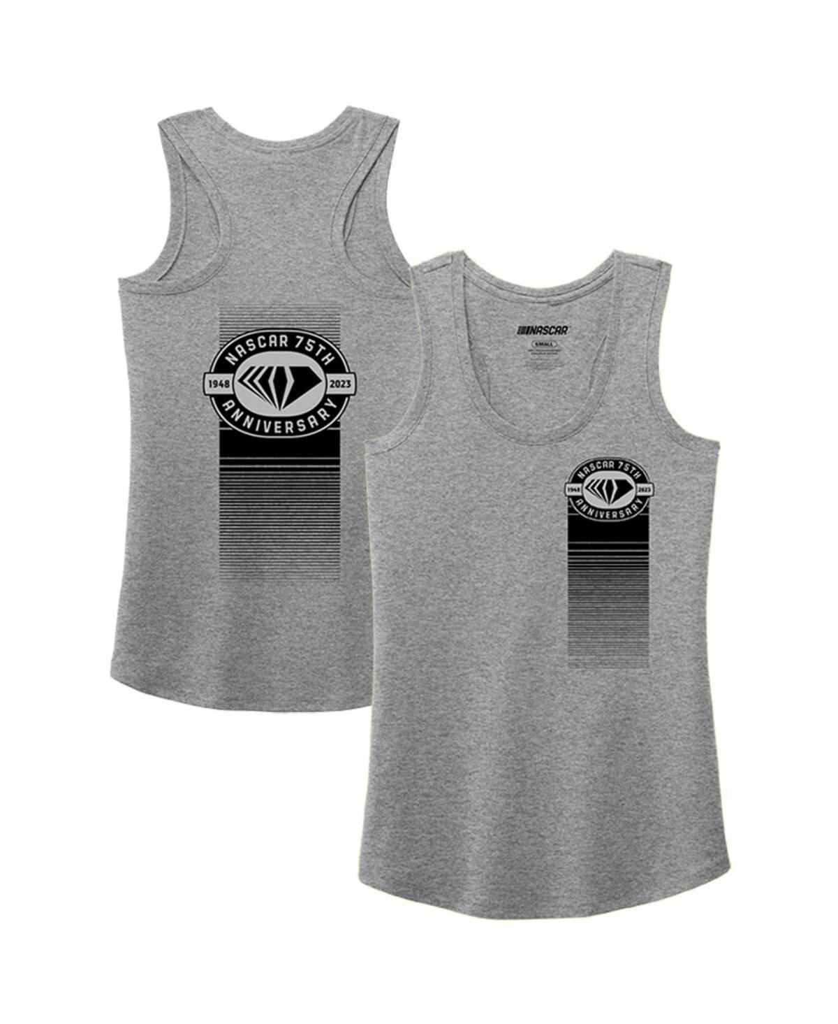 Womens E2 Apparel Heather Gray Nascar 75th Anniversary Racerback Tank Top Product Image