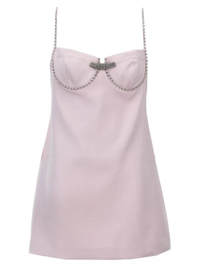 Pink Satin Diamante Mini Dress Product Image