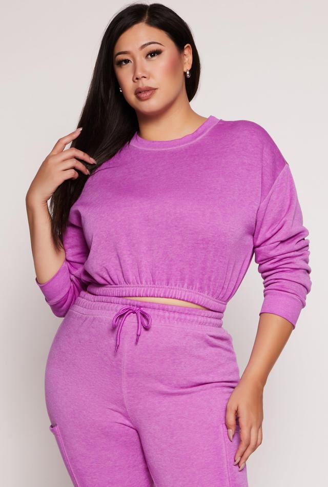 Womens Plus Size Fleece Cropped Sweatshirt Product Image