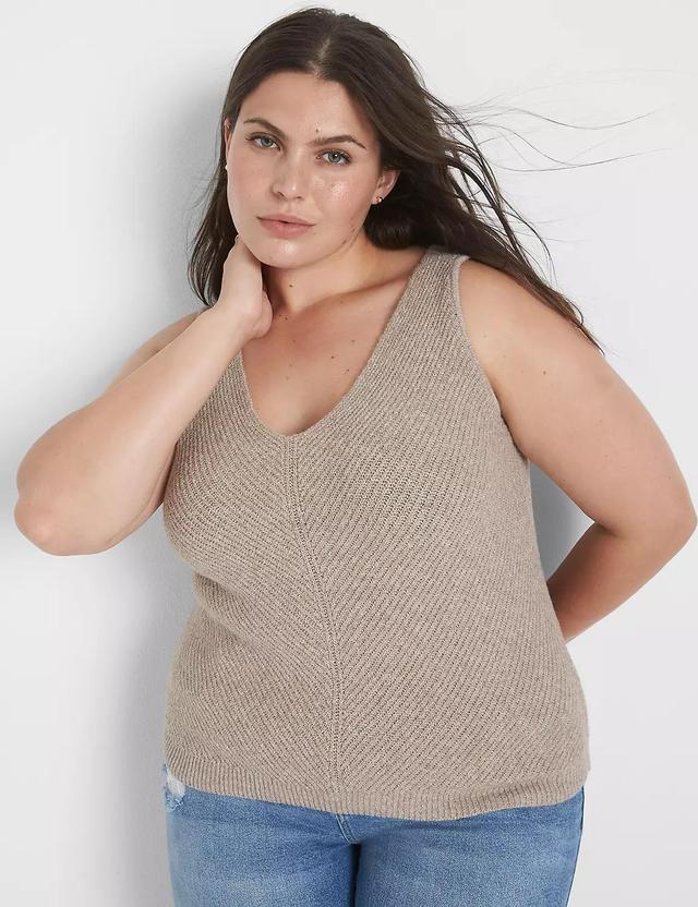 Classic V-Neck Cropped Sweater Tank Product Image