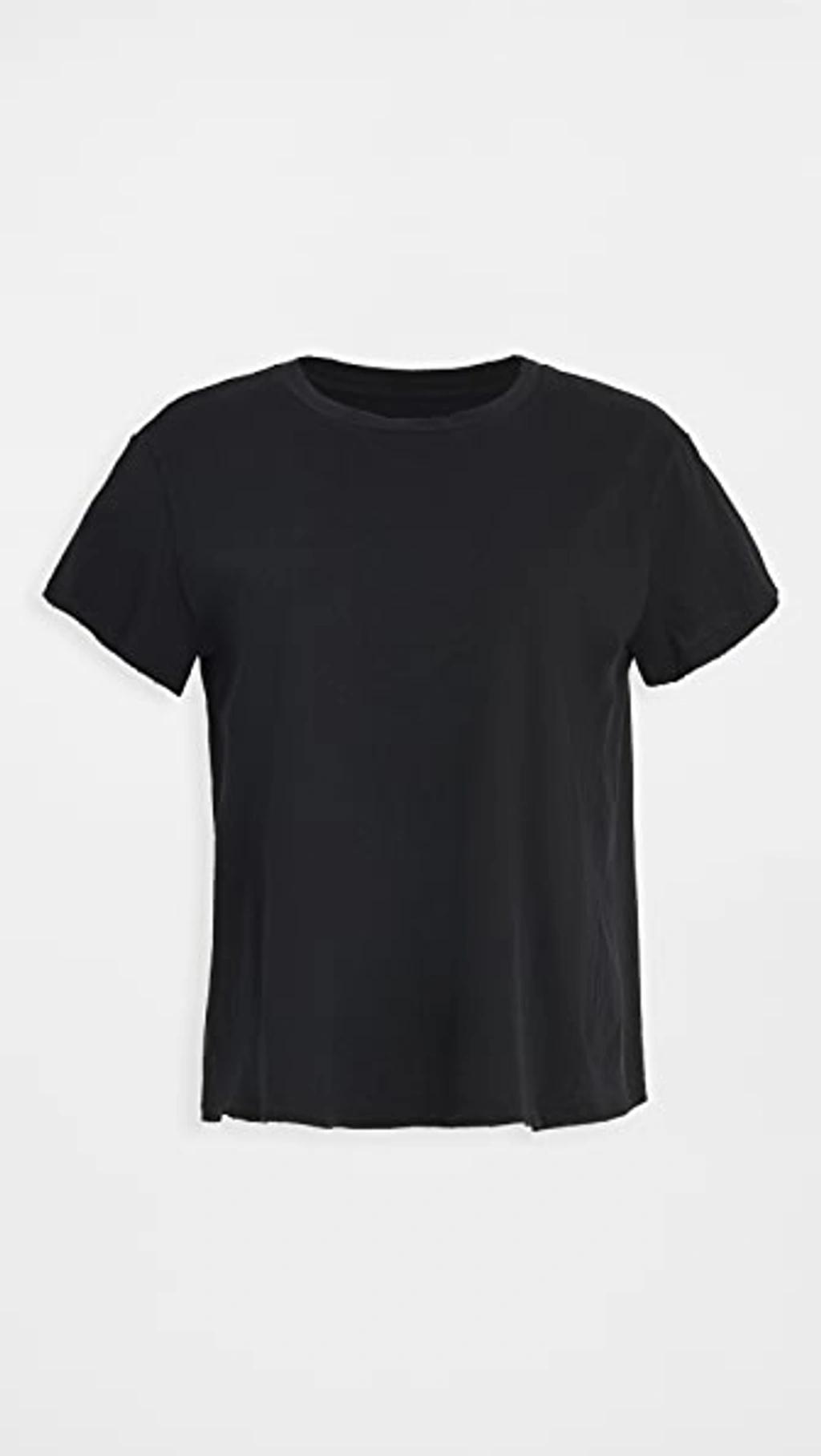 NILI LOTAN Silk Short Sleeve T-shirt In Washed Black Product Image