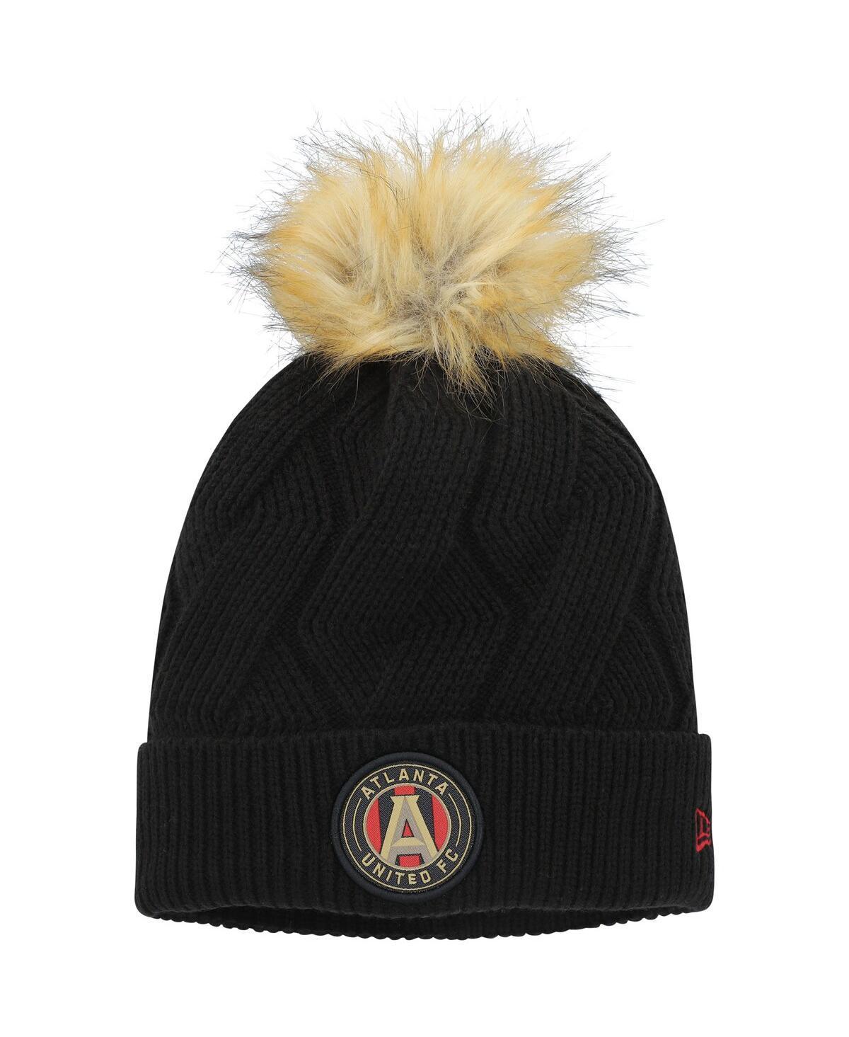 Womens New Era Black Atlanta United FC Snowy Cuffed Knit Hat with Pom Product Image