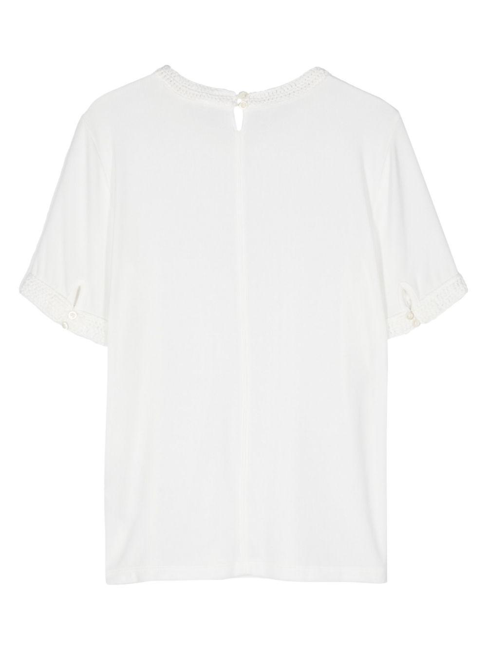 FRAME Crochet-trim T-shirt In White Product Image