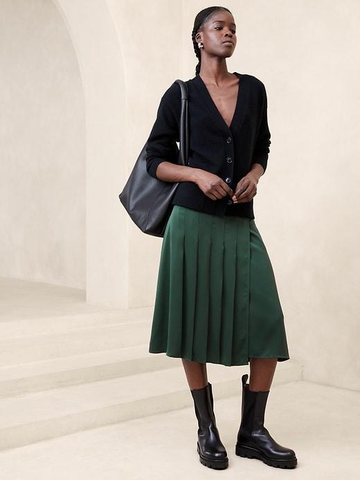 Crepe Pintuck Midi Skirt Product Image