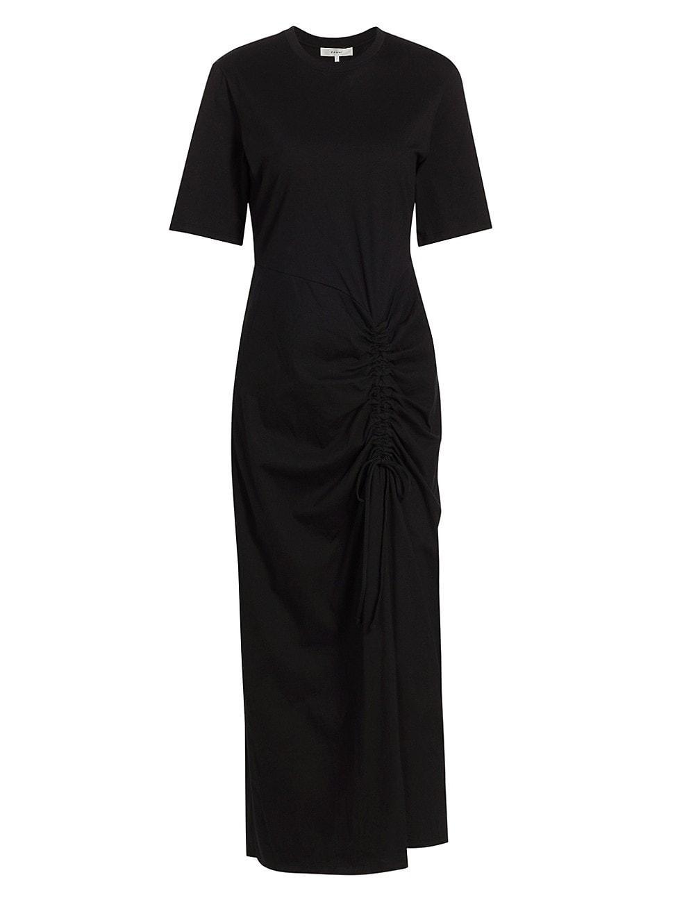 Womens Ruched Cotton Midi-Dress Product Image