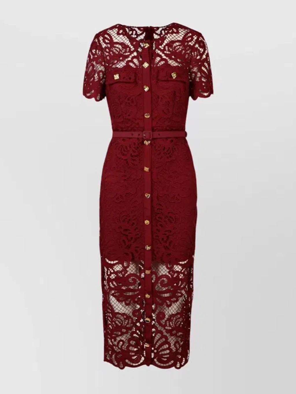 Lace Midi Dress In Red Product Image