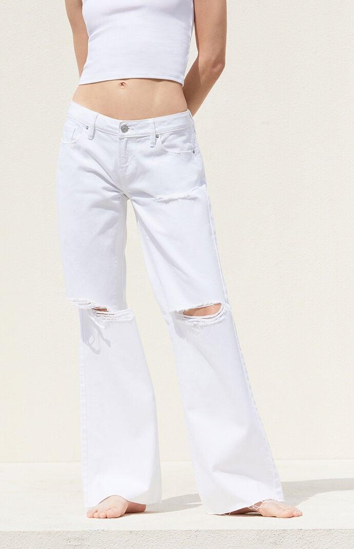 Women's Ripped Low Rise Girlfriend Jeans - Product Image