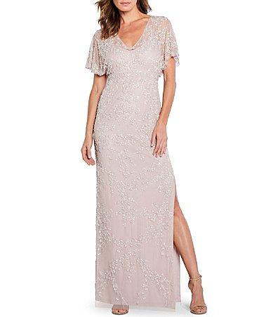 Womens Beaded Blouson Column Gown Product Image