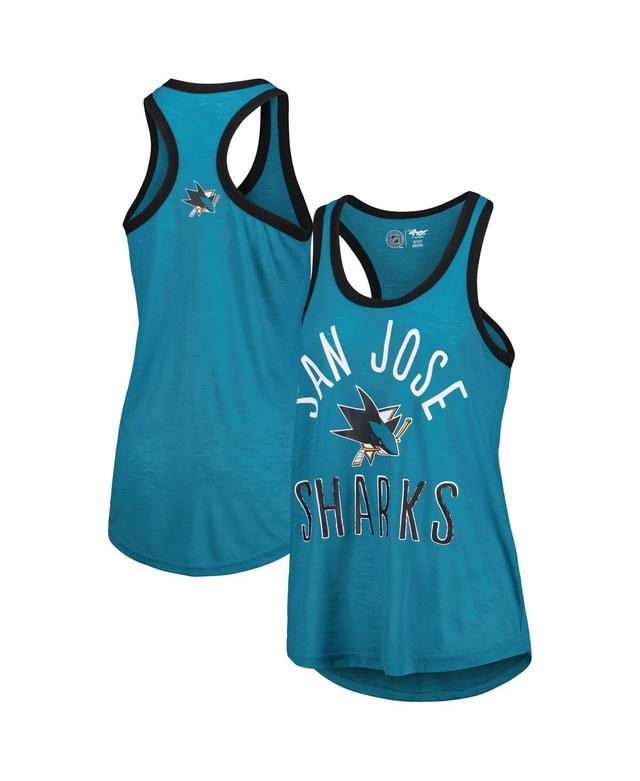 Women's G-III 4Her by Carl Banks Teal San Jose Sharks First Base Racerback Scoop Neck Tank Top Product Image