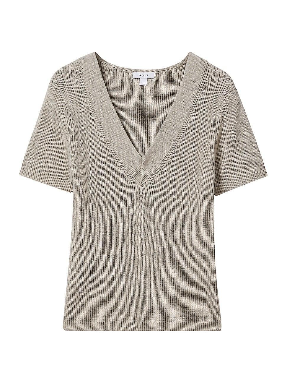 Womens Rosie Cotton-Linen Rib-Knit T-Shirt Product Image