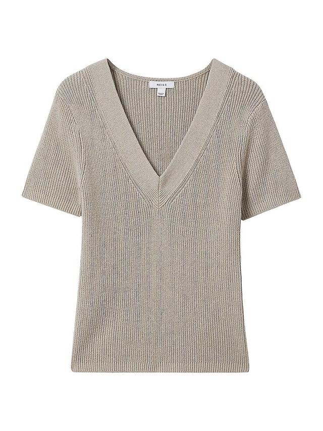 Womens Rosie Cotton-Linen Rib-Knit T-Shirt Product Image