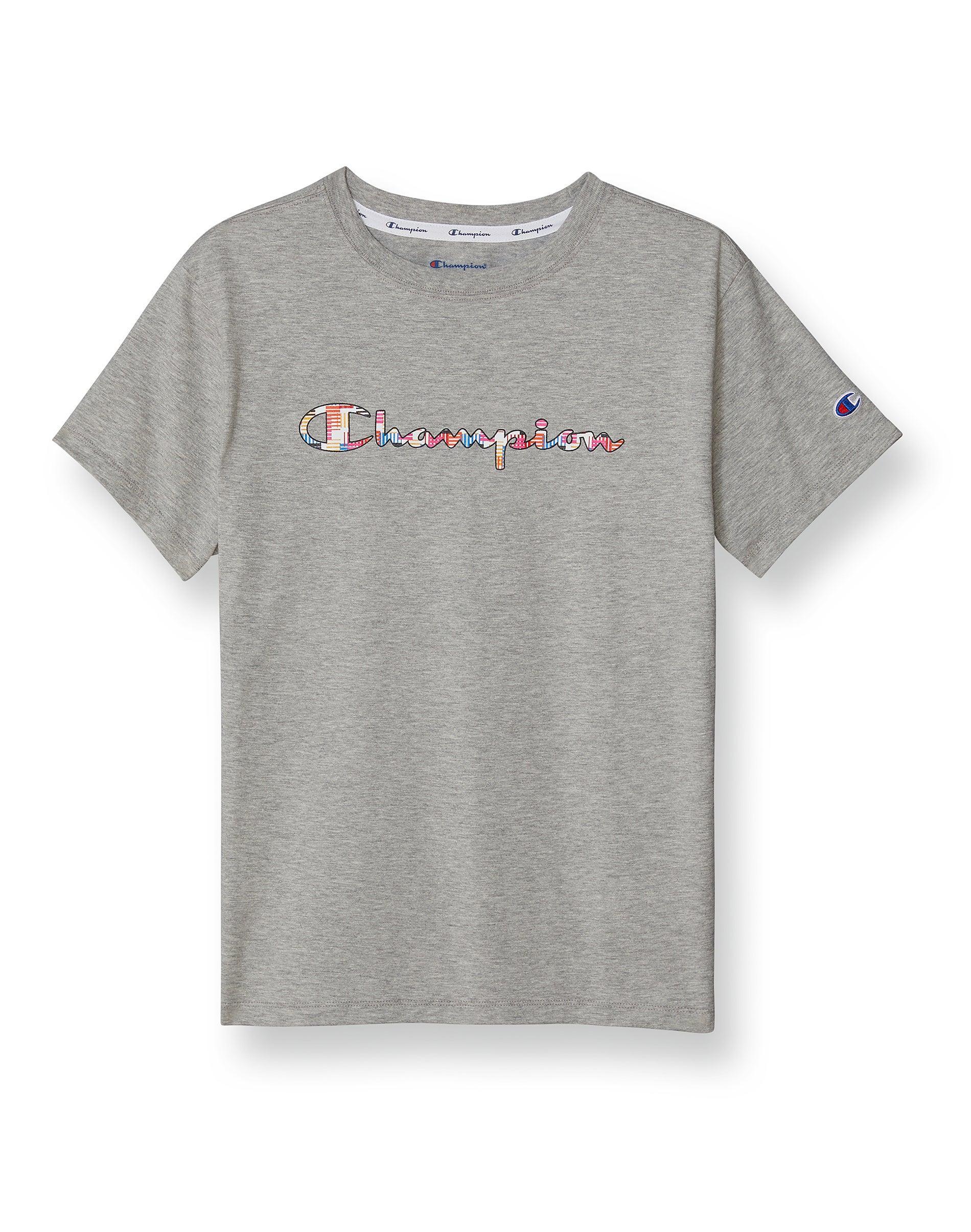 Womens Champion Classic Tee, Multi-Stripe Logo Oxford Grey L Product Image