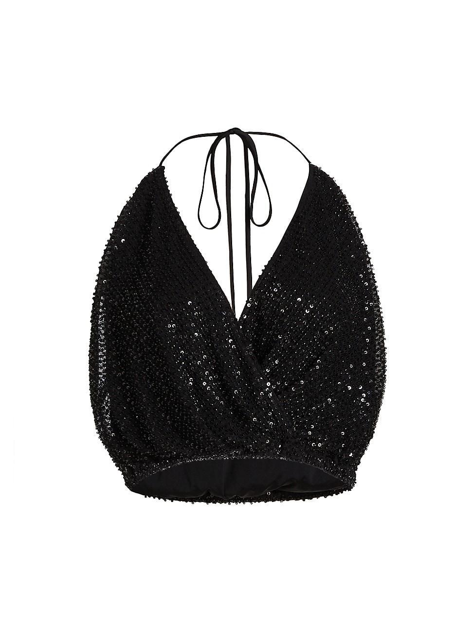 Womens Sullivan Sequined Halterneck Crop Top Product Image