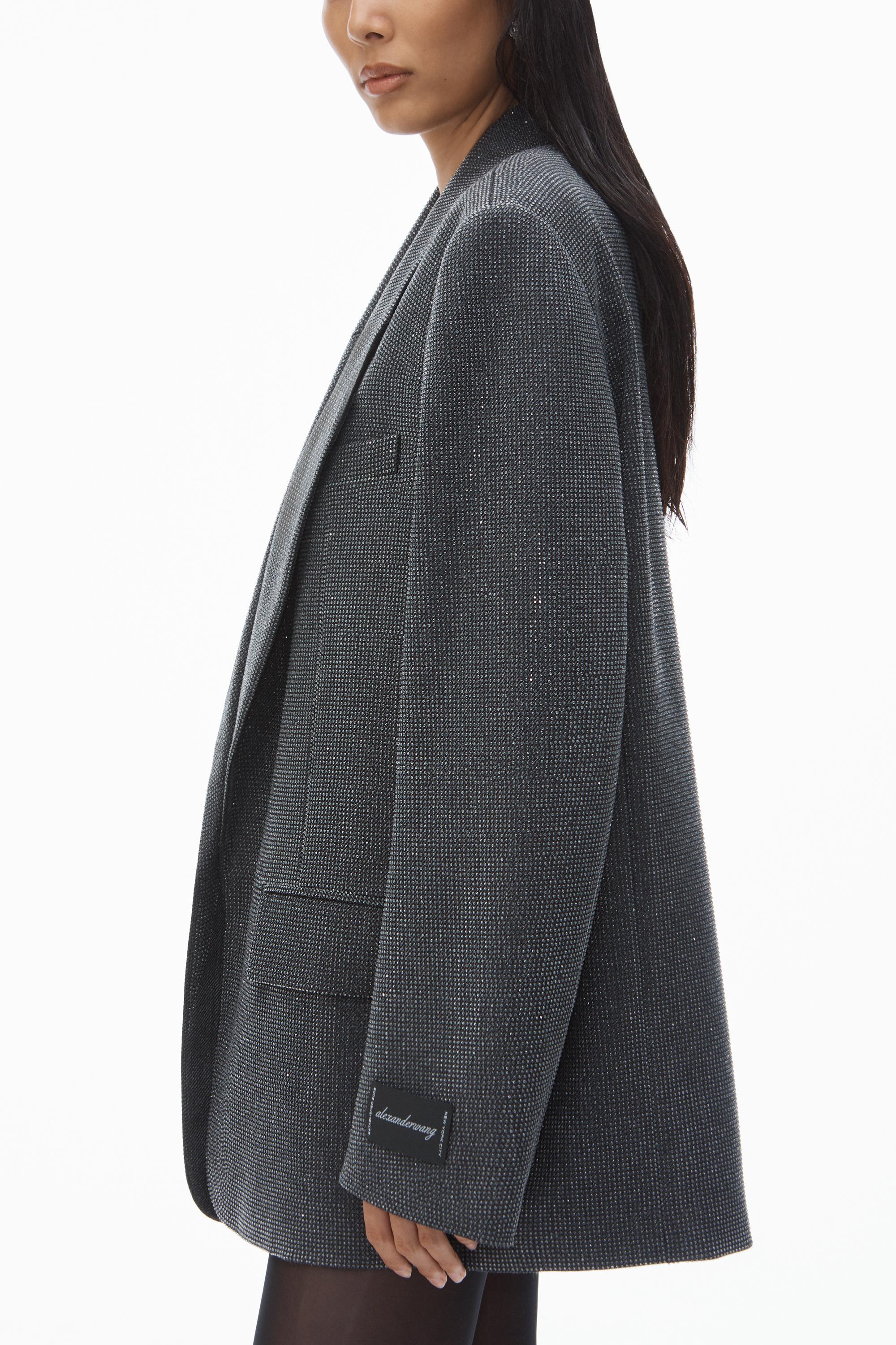 Boxy Oversize Blazer In Wool Will With Clear Bead Hotfix Product Image