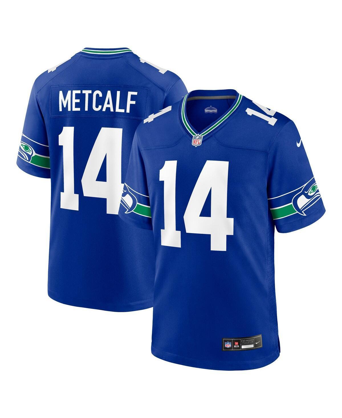 Mens Nike DK Metcalf Royal Seattle Seahawks Throwback Player Game Jersey Product Image