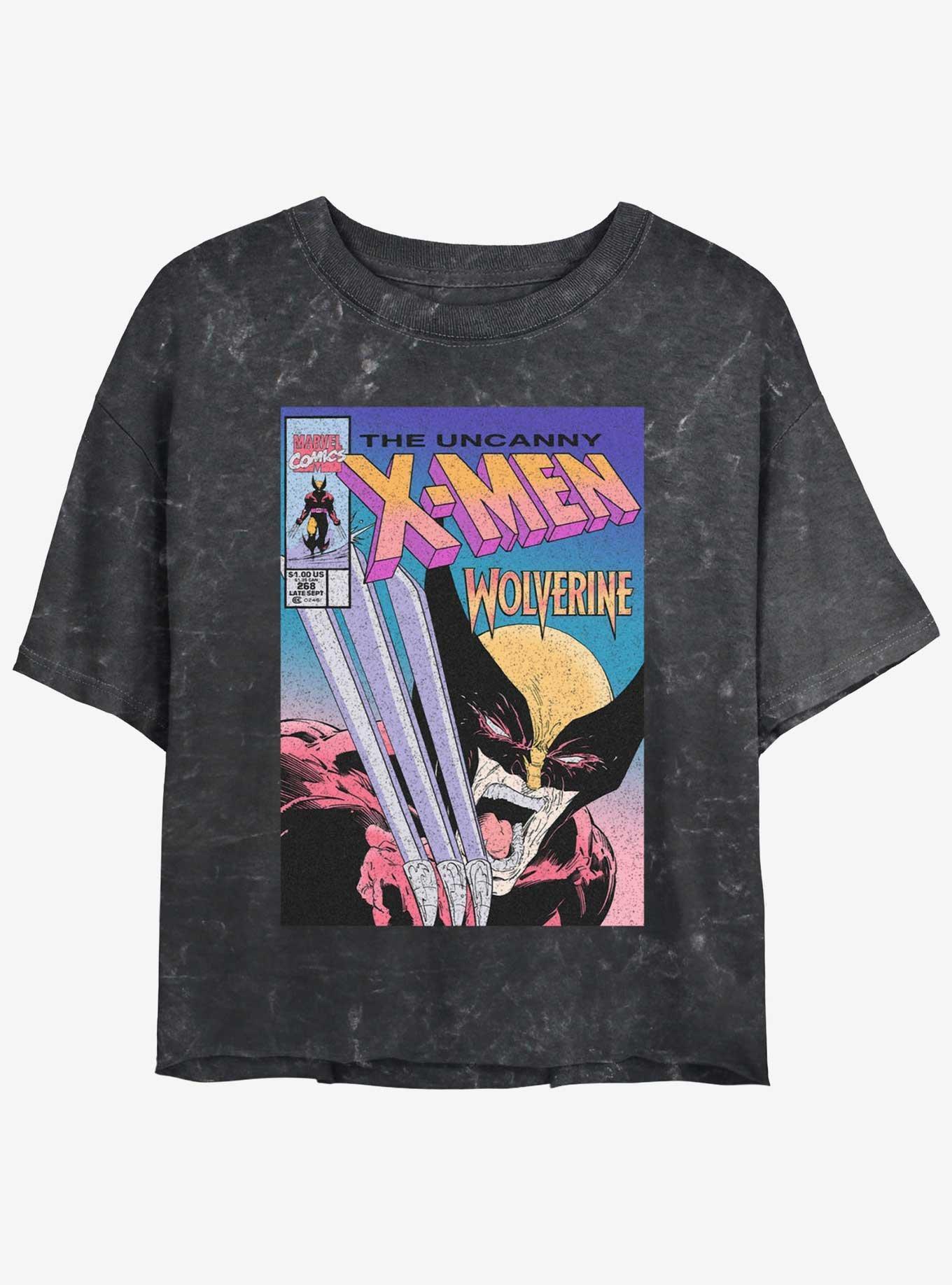 Wolverine The Uncanny X-Men Comic Cover Girls Mineral Wash Crop T-Shirt Product Image