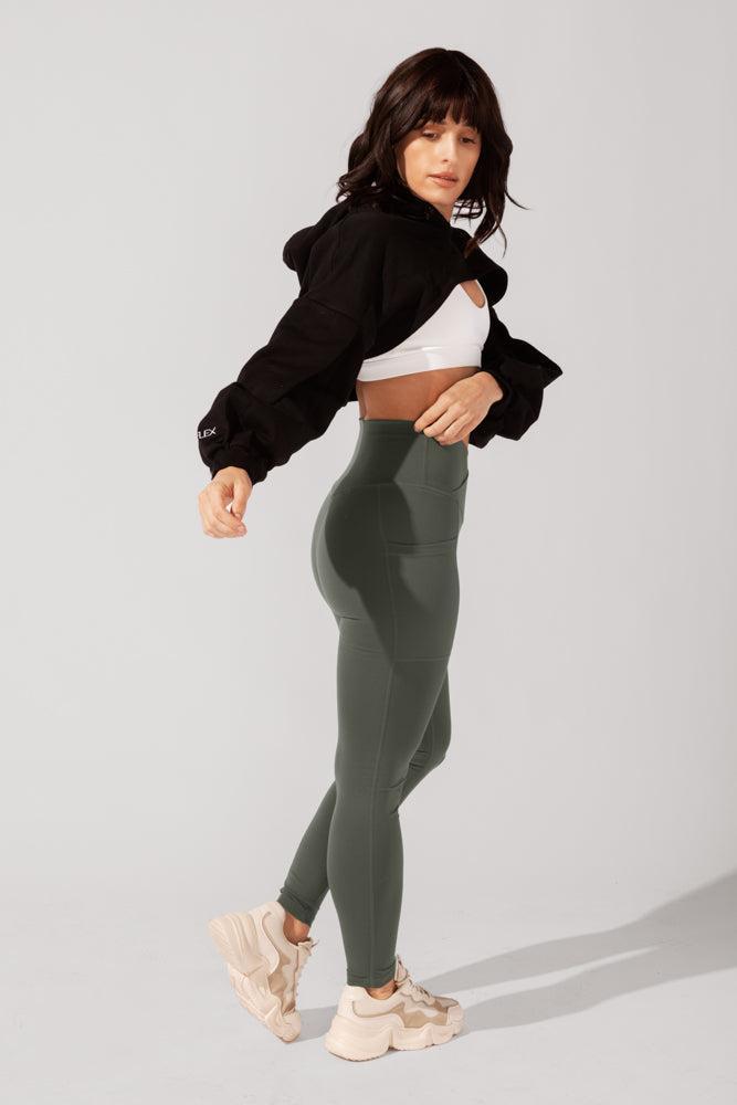 Crisscross Hourglass® Leggings with Pockets - Dark Sage Product Image