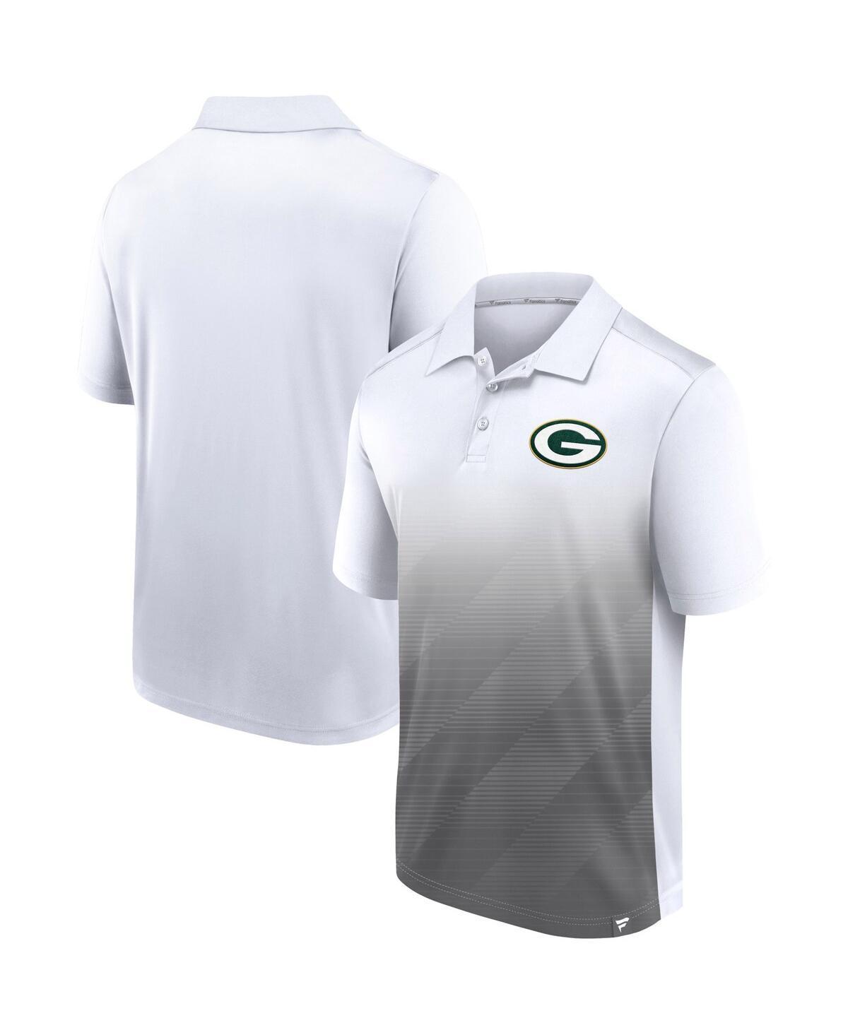 Mens Fanatics White and Gray Green Bay Packers Parameter Polo Shirt - White Product Image