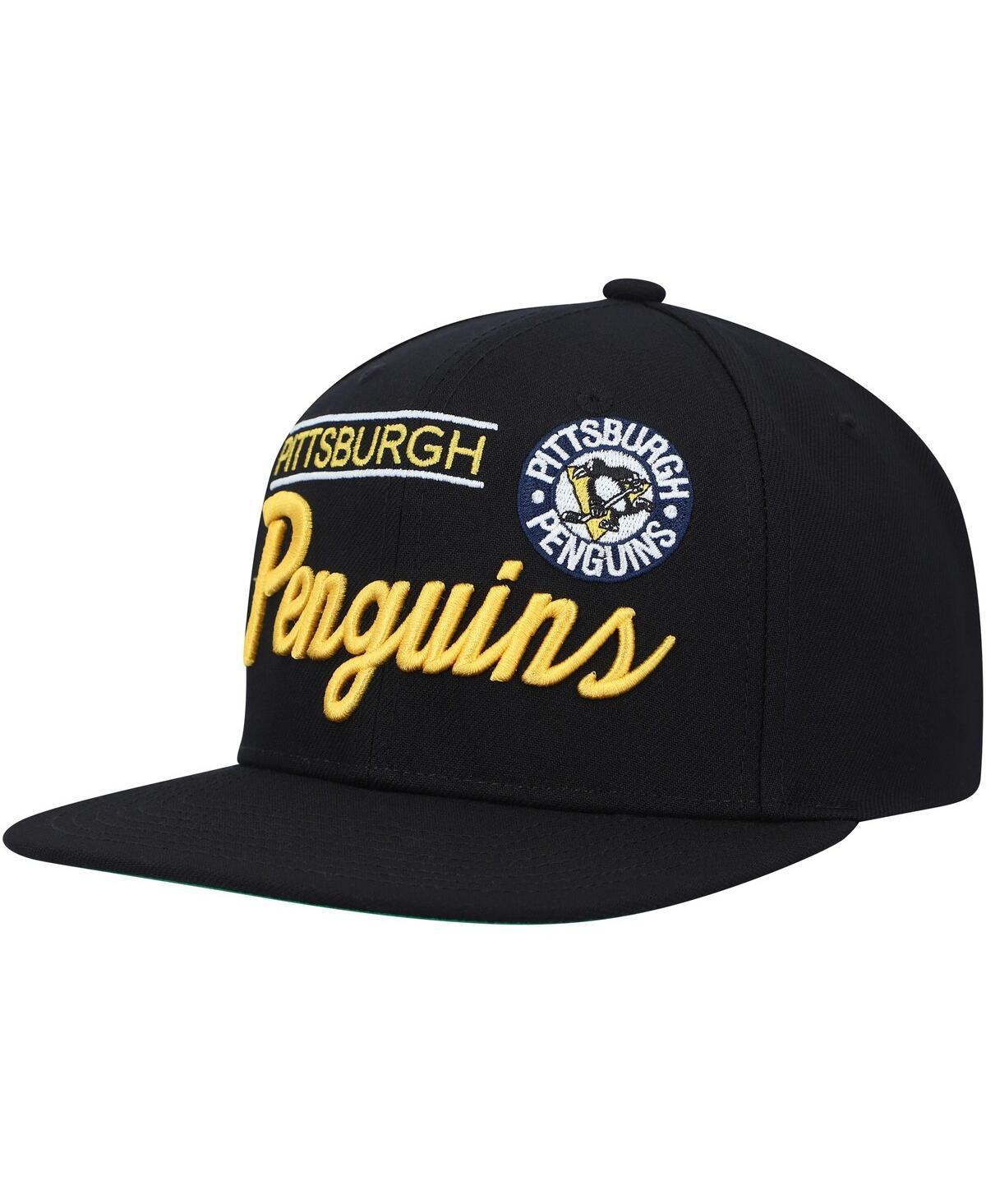 Mens Mitchell & Ness Black Pittsburgh Penguins Retro Lock Up Snapback Hat Product Image